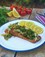 Salmon with olive salsa