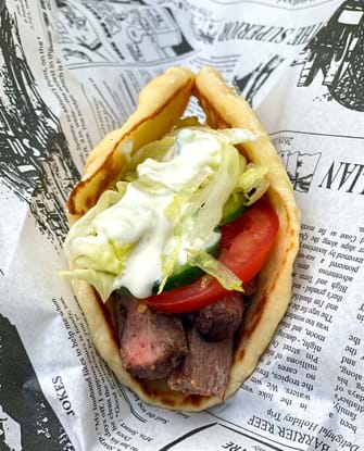 Souvlaki with homemade tzatziki & pita